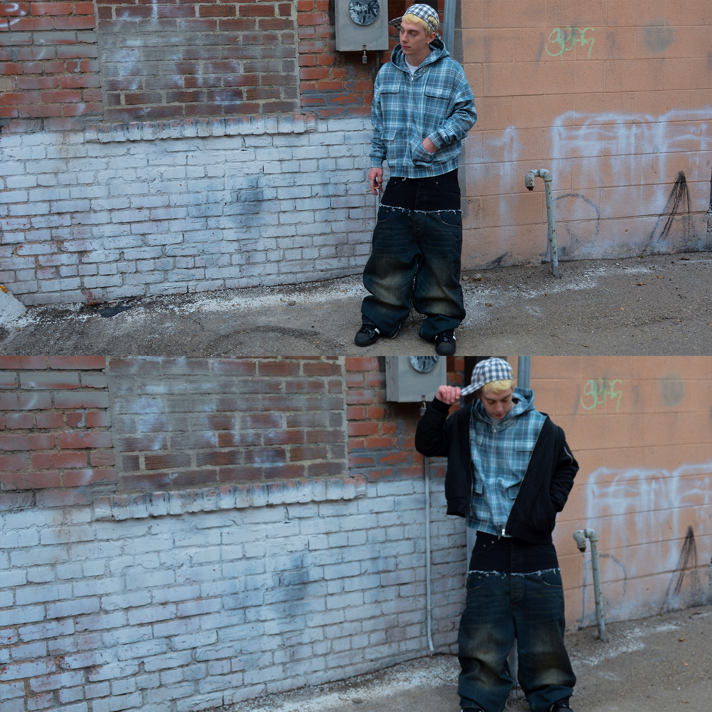 Multi - Pocket Plaid Hoodie