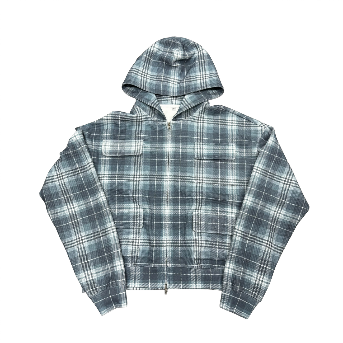 Multi - Pocket Plaid Hoodie