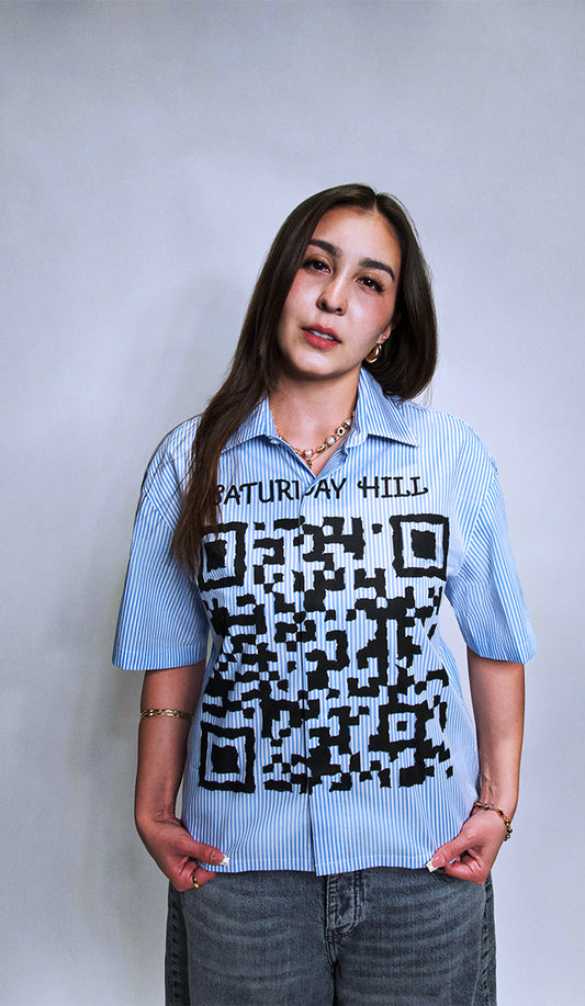 "Becoming" Distorted QR Polo Cropped